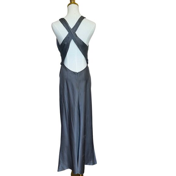 Reformation Silver Casette Silk Midi Dress Size 10 Sheath Bias Cut Designer $348 - Picture 9 of 11